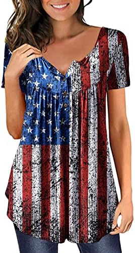 4. srpnja SAD TUNIKA za zastavu za žene Sakrij majice Thummy Thirts Summer Casual Holiday Short rukav