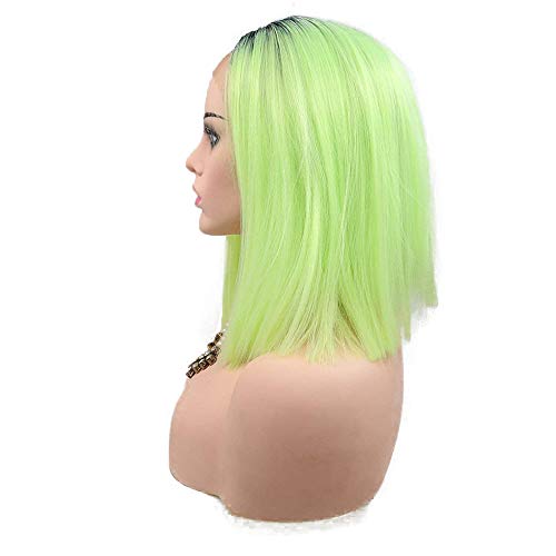 Fluorescentne zelene kratke Bob perike za žene svijetlozelena realistična Sintetička čipka prednja perika