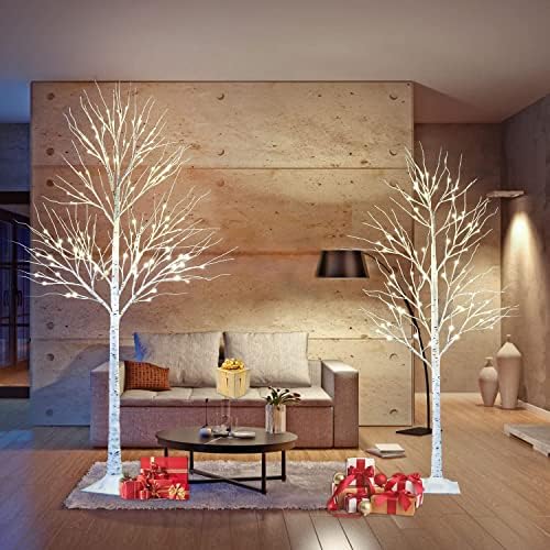 Božićni ukras osvijetljeni breza, 5 stopa i 6 stopa kombinirano božićno stakleno pakovanje od 2, LED bajkovo