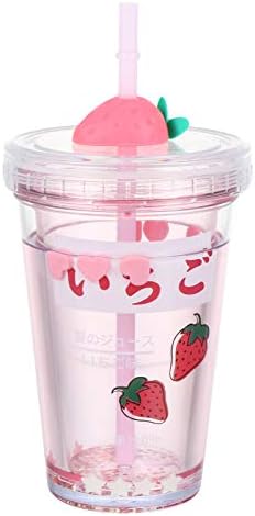 Amosfun 320ml šalice slame Sippy Cup vode za piće za piće Plodni uzorak Kup kafe Havajski ljetni dekor zabave