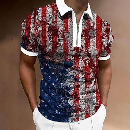 4th of July Shirts for Men Funny, Polo Shirts Mens American Patriotic Flag Shirt Summer Casual kratki