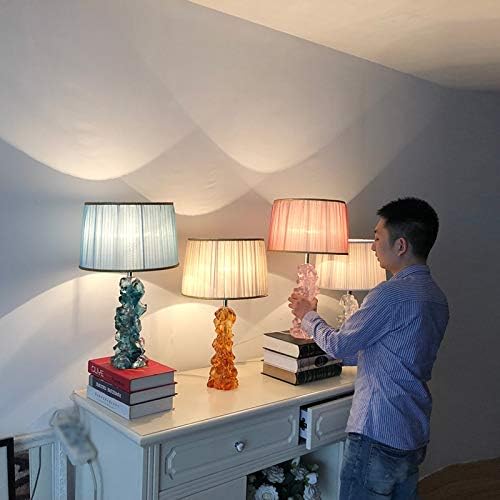 Ataay stolna svjetiljka, čitanje lampe za čitanje lampica Crystal Accent 21.7 Staklo visoke boje u boji šarene hladovine tkanine za spavaće sobe noćni ormarić / plava