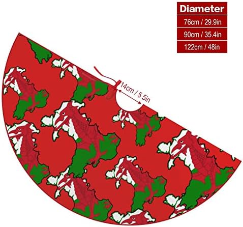Velška zastava Mapa Božićna suknja od drva Soft Plish crvena prekrivena za Xmas Party Svečane ukrase unutarnje