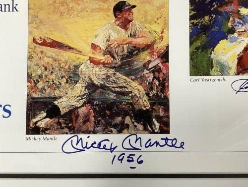 Mickey Mantle potpisao trostruki krunski poster Neiman Williams Yaz Auto sam uokviren PSA / DNK - AUTOGREM MLB Photos