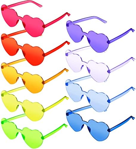TOODOO 9 pari neonskih sunčanih naočara u obliku srca Candy boje Bachelorette Party naočare za