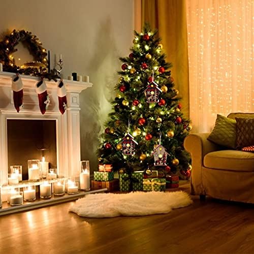 TOYANDONA 2kom Božićno osvijetljena kuća sa izrezom irvasa LED Osvijetlite drvena Božićna kuća Seoski