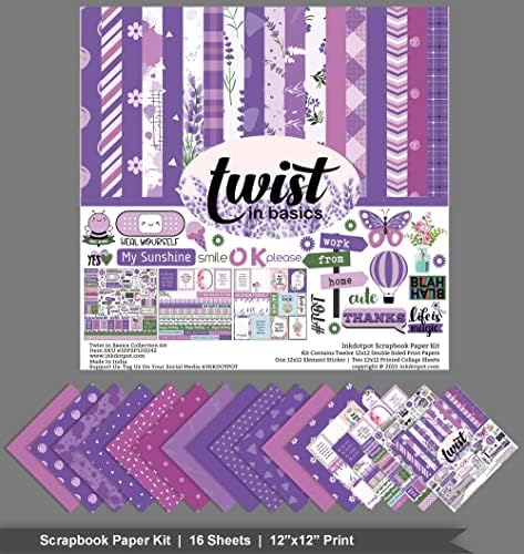 Twist Twist u osnovi kolekcija Dvokrevetna, bočna scrapbook Papir Kit Cardstock 12 x12 izrada papirnog paketa sa limom naljepnica - 16 stranica - lavanda i lila