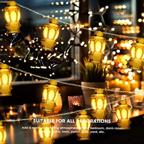AceList 40 LED Ramadan dekoracije zvijezda & amp; mjesec niz svjetla + Ramadan fenjer 19.7 Ft sa