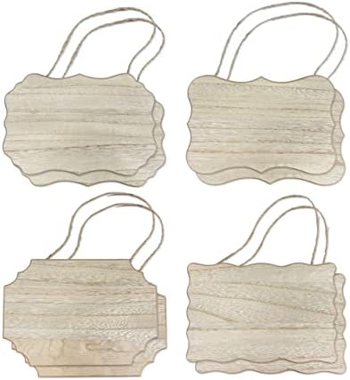 8 pakovanja nedovršenih drvenih znakova sa Juta visećim Neobojenim drvenim pločama za domaće zanate 4 stila