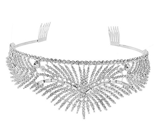 Wiipu Sunlight Wedding Bridal Crystal Rhinestone Combs Combs Crown, 5,9 prečnik