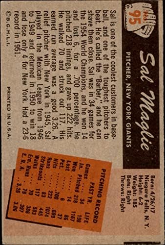 1955 Bowman 95 Sal Maglie New York Giants VG / Ex Divovi