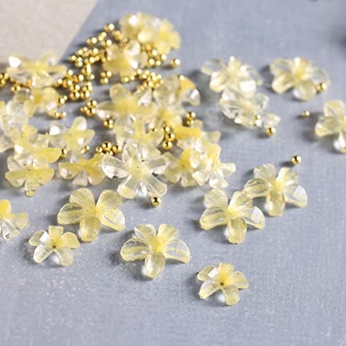 BYBYCD cvijet nail Art nakit svjetlucavi kristalni ukras za nokte kavijar perle žuti cvijet Flatback Nail Art