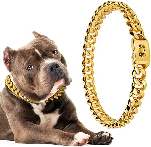 Zlatni lanac zag lanca 18K metalni lanac ovratnik za pse, štene devojka dečko kubanski ovratnik
