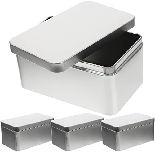 Anoidno 4pcs prazan metalni limenki kutija sa poklopcima, malim kontejnerima za limenu kutiju pravokutni metalni limenci s poklopcem za poslastice, poklone, svijeće, uslugu i zanata