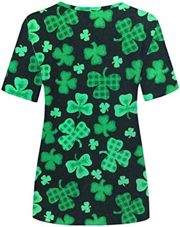Cggmvcg St Patricks Day Shirt žene St Patricks Day žene okrugli vrat kratki rukav S Hamrock L Ucky zelene majice za žene