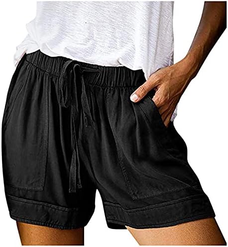 Kratke hlače za žene udobne vezice ležerni elastični struk čiste boje labave ljetne plaže kratke hlače s džepovima Plus Veličina