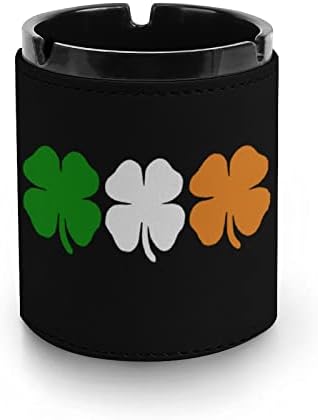 Irske boje zastava Shamrock Četvoro listova kožna pepeljara okrugla cigareta pepeo za pepeo prije prijenosni držač pepela za uređenje kućnog ureda