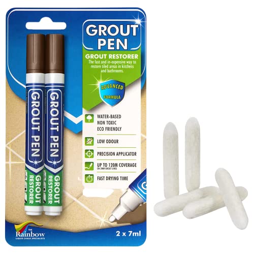 Mrženje pločice za ludu: 2 pakovanje smeđa sa savjetima za zamjenu od 5 paketa - vodootporna olovka za maženje i olovka za obnavljanje, popravak i osvježavanje pločice - čistač za oblaganje olovke za mrlje