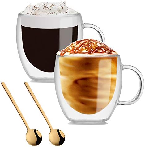 Dvostruke zidne čaše, espresso čaše, čaše za pitke za kavu i čaj, izolirane staklene krigle sa velikom