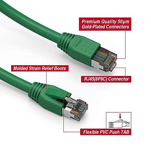 Centralni LLC Orange CAT 8 Ethernet kabel 2 FT 40 Gbps Brzina S / FTP CAT 8 Internet kabel za usmjerivač,