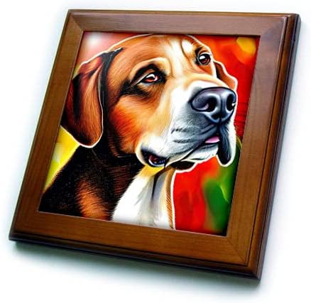 3drose divan portret psa Labradora retrivera na žutom, crvenom digitalnom. - Uramljene Pločice