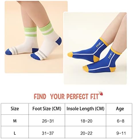 Lycra pamučne atletske čarape za djevojke, dječake, dječake Cut čarape za aktivnosti, teretanu, sport, paket od 5, 9-12 god