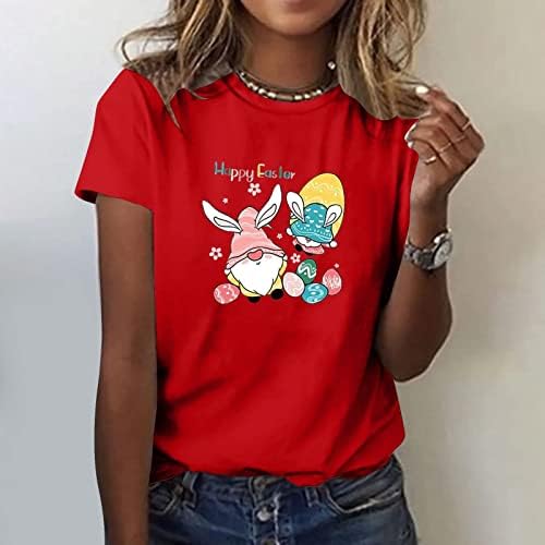 Uskršnje majice za žene tinejdžerke Casual bluza kratki rukav Crewneck slatka Uskrs Holiday Tops Funny Bunny