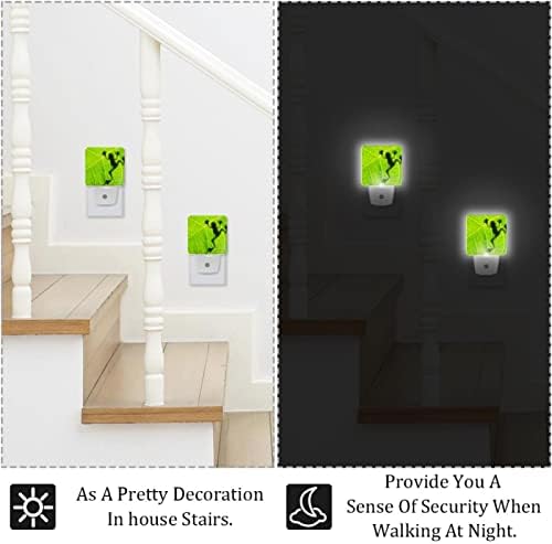 2 paket Plug - in LED noćna lampa Frog Shadow on Leaf, Auto Dusk to Dawn senzor dekorativne noćne lampe za djecu spavaća soba, kupatilo, hodnik, stepenice