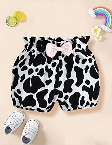 Jassak Baby Girl Odjeća krava Ispis majica kratkih rukava Top Hotchas Set Boho 3pcs Ljetni odjevnici