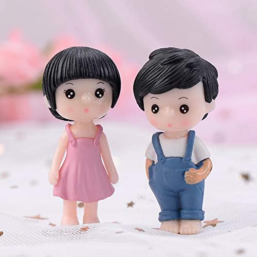 EVED1487hh 2pcs / set Reses Boy Girl Par Model Figurine DIY minijaturni pribor za pejzaž, Novo i smiješni ukrasi za djecu - Plava ružičasta