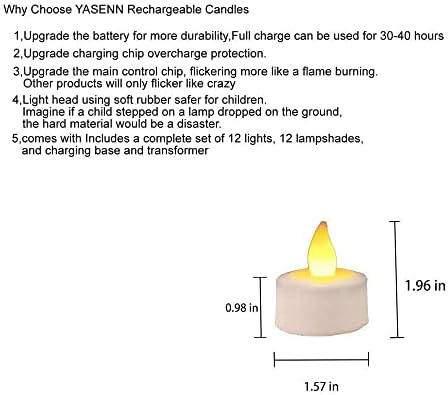 Yasenn punjiva led TeaLights svijeće 12kom Program efekta plamena treperenje Flameless svijeće za dekoracije