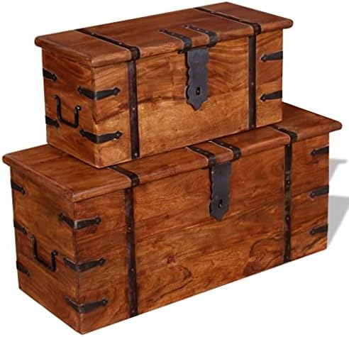 Yuhi-HQyd Dvodijelni komplet grudnog koša, ukrasne kutije za kućni dekor, kutije za održavanje, kutije za igračke, kutije za blago, sa 2 bočne ručke, puno drva, puno drva