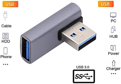 Xiwai 10Gbps USB3.0 muški za žensko proširenje Power podaci Video adapter Niski profil 90 stupnjeva