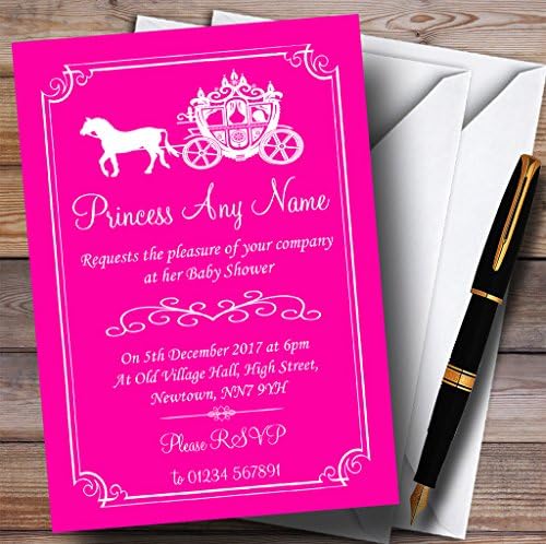 Hot Pink Konjska Kočija Princeze Pozivnice Za Tuširanje Beba