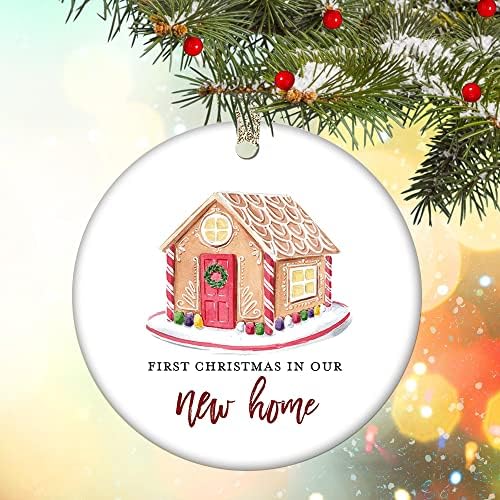 Novi kućni Ornament 2022 1. Božić u našem novom domu, novi kućni Ornament pokloni za domaćinstvo Božić poklon ideja keramička uspomena 3 porcelan sa ravnim krugom sa trakom