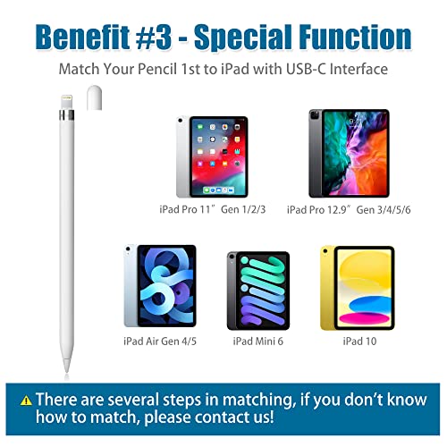 Agvee 5FT adapterski kabel za olovku za jabuku 1. generaciju, USB-A mužjak do grožđe ženskog priključka Cord Cord za punjač omogućava jabuku olovku Pen 1st Gen utakmica iPad 10, tamno siva