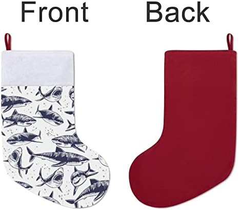 Morski psi uzorak božićne čarape božićne čarape torbice kuće Porodični Xmas Decor