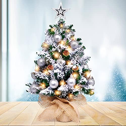 TABLETOP Božićno drvce 20 inča umjetno sniježno božićno stablo mini božićno drvce sa 8 načina svjetla