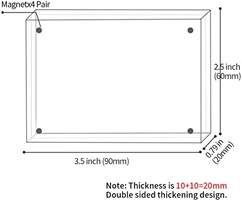Sezanrpt 5 Pack akrilni okviri za slike 2,5x3,5 inča, čist dvostrani magnetski okvir za foto blok, okviri
