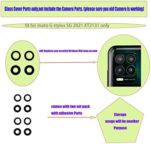 Moto G Stylus 5G stražnji stakleni poklopac Stražnje kamere kompleti sočiva za zamjenu za zaštitu