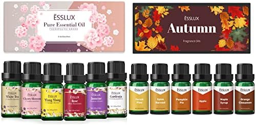Set esencijalnih ulja, Esslux cvjetna kolekcija i jesenja kolekcija, čista mirisna ulja za difuzor, sapun