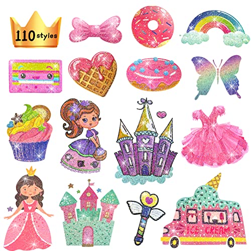 Partywind Glitter Princess Party Dekoracije, 110 stilova princeza privremene tetovaže za djevojčice, princeza