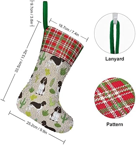 Engleski špringer španijel Dog božićne praznične čarape Reverzibilna boja Promjena čarobnih zaliha za Xmas Tree Kamin Viseće čarape