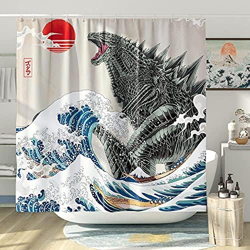 Desihom smiješni tuš za zavjese Funky Anime Monster tuš za tuširanje za kupatilo Super azijska japanska kupaonica Dekor poliestera-72 x 72