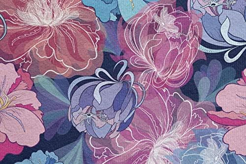 Ambesonne Prirodni joga ručnik, šareni cvjetni motivi ilustracija cvijeća sa akvaretnim efektom, neklizajući znoj upijaju joga pilates pokrivač za vježbanje, 25 x 70, blijedo nebo plavo blijedi Fuchsia