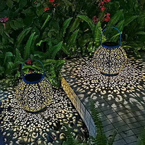 Go2garden solarne velike lampione Vanjska viseća svjetla metalna dekorativna Vrtna svjetla vodootporna solarna lampa za stol, terasu, Dvorište, dekoracije za zabave