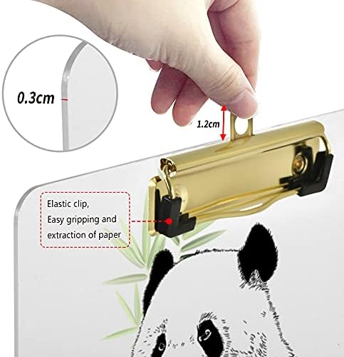 Skica Panda bambus plastike Clipboards sa metalnim Clip pismo veličina Clipboard Low Profile Clip ploče za vješanje dekorativnih Nursing Classroom - A4