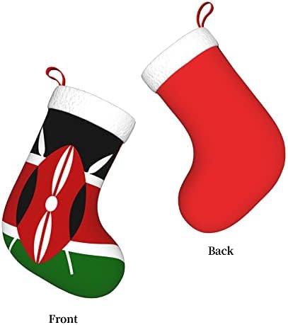 QG ZZX Božićne čarape sa bijelom super mekom plišanom manžetnom zastavom Kenije Xmas Čarape Božićne