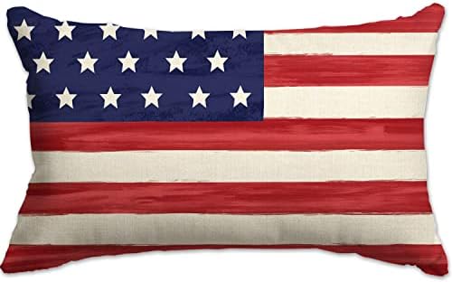 JXZYGMD Jastuk na 4.x20 Američki zastava ColorLife zvijezde i pruge 4. jula Dan sjećanja za nezavisnost Dan Lumbars Backice Colow Dekor za poklopac za uređenje kauča