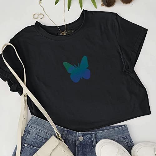 Ženske majice s dugim rukavima Žene modni reflektivni leptir Ispis kratkih rukava s majicama gornje majice